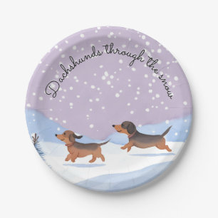 Prato De Papel Dachshunds Neve Doxie Natal Cachorros Salsicha Fes