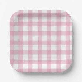 Prato De Papel Dainty Pink and White Buffalo Check