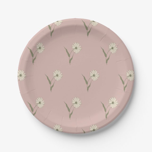 Prato De Papel Dainty Scattered Aster Botanical | Dusty Pink (Frente)