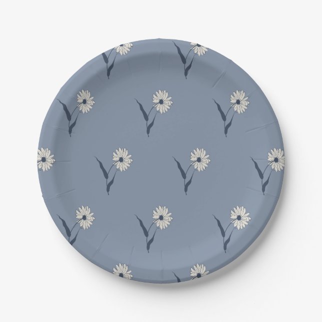 Prato De Papel Dainty Scattered Aster Botanical | Faded Blue (Frente)