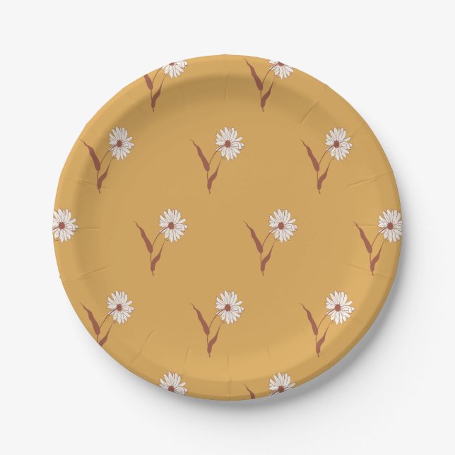Prato De Papel Dainty Scattered Aster Botanical | Muted Mustard (Frente)