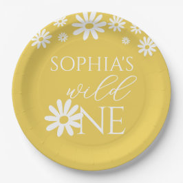 Prato De Papel Daisy 1st Birthday Wild One Wildflower Birthday