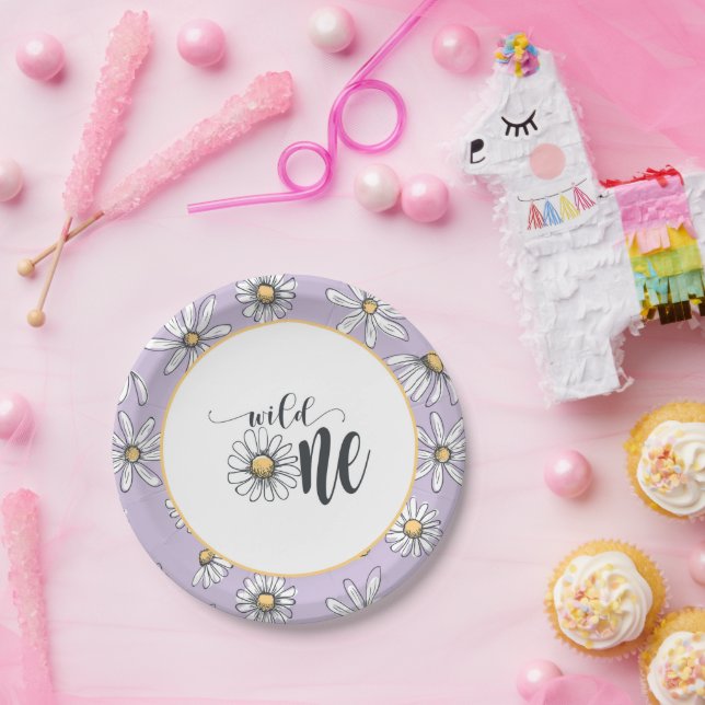 Prato De Papel Daisy Birthday Plate - Wild One - Roxo (Festa)