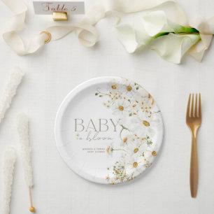 Prato De Papel Daisy Boho Wildflower Baby in Bloom