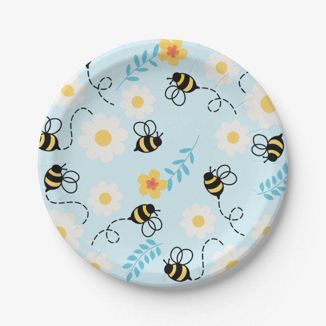 Prato De Papel Daisy Bumble Bee Plates (Frente)