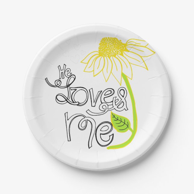 Prato De Papel Daisy Ele Me Ama Placas De Papel (Frente)