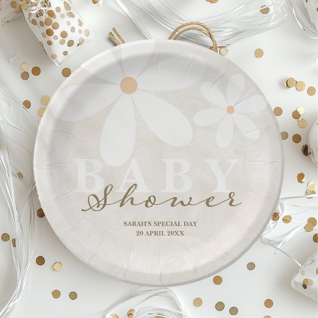 Prato De Papel Daisy Garden Chá de fraldas Sexo Neutro (Criador carregado)