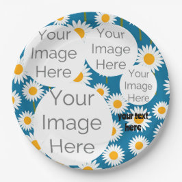 Prato De Papel Daisy Photo text Party Plate personalizado - hippy