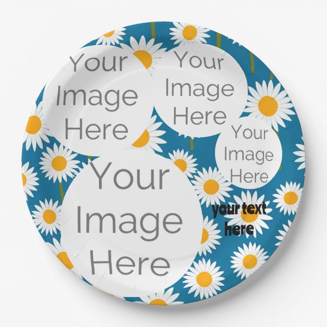 Prato De Papel Daisy Photo text Party Plate personalizado - hippy (Frente)