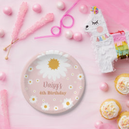 Prato De Papel Daisy Pink Any Age Birthday 