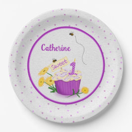 Prato De Papel Daisy Wildflower primeiro aniversario Plate