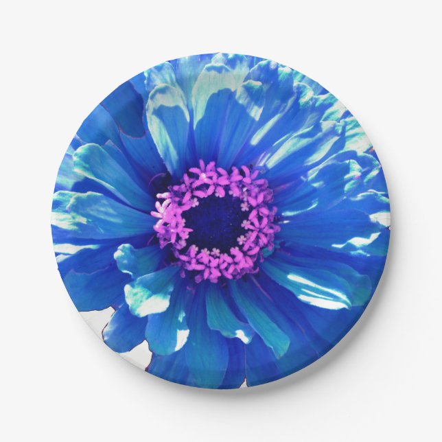 Prato De Papel Daisy zinnia dahlia floral azul Elegante (Frente)