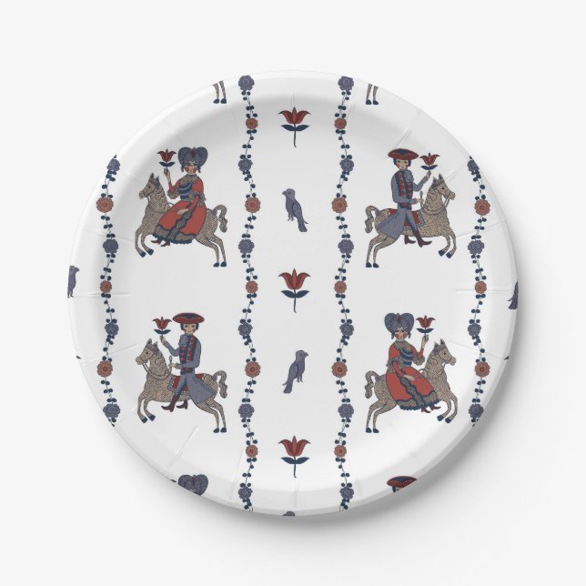 Prato De Papel Dala W - Placas de Papel Redondas (Frente)