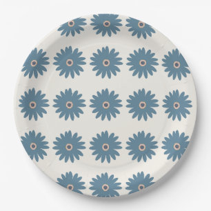 Prato De Papel Dália Azul e Creme