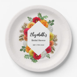 Prato De Papel Dália Floral de Outono no Chá de Noiva