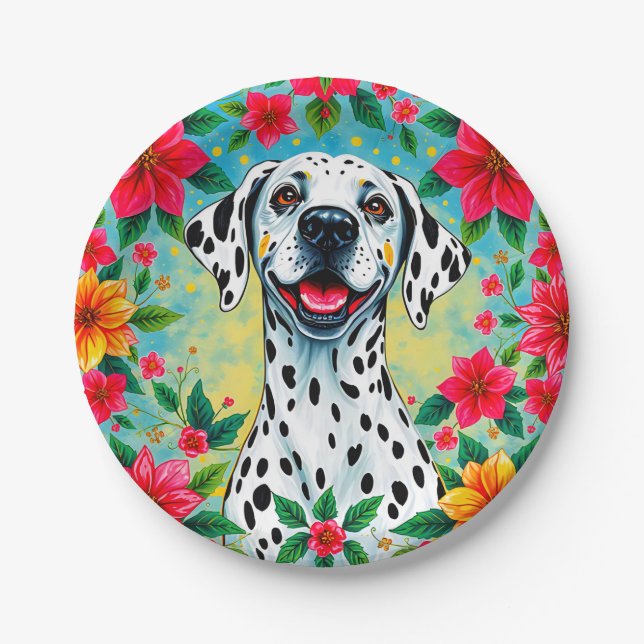 Prato De Papel DALMAS DE NATAL ~ Flores de cão ~ (Frente)