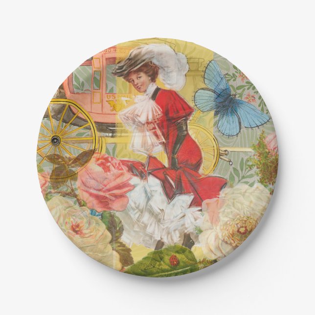 Prato De Papel Dama Vitoriana Mulher Elegante Rica Ilustração Ver (Frente)