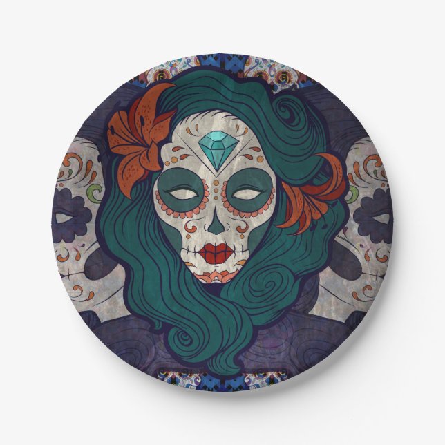 Prato De Papel Damas de Caveira (Frente)