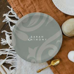 Prato De Papel Damask Elegant Clássico Retro Casas De Casamento O
