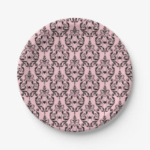 Damask Glam Black Cat | Placa de papel de Hallowee