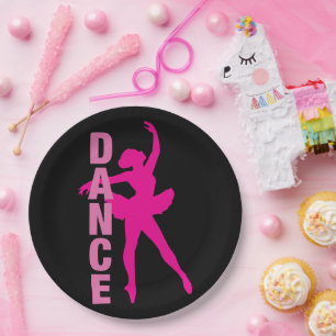 Prato De Papel Dança Ballerina Rosa Quente
