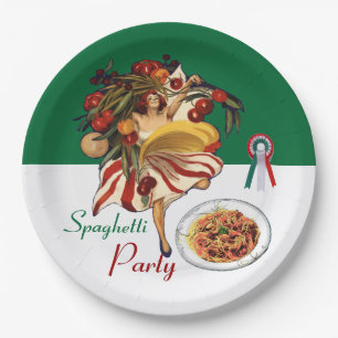 PRATO DE PAPEL DANÇA DO PARTIDO ESPAGUETE, COZINHA ITALIANA E TOM