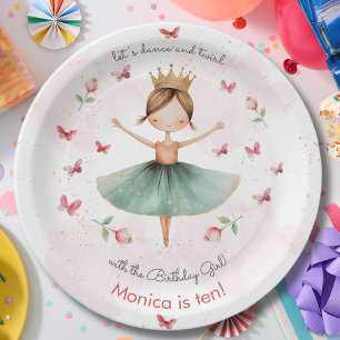 Prato De Papel Dança e gira bailarina fofa ballet aniversário inf