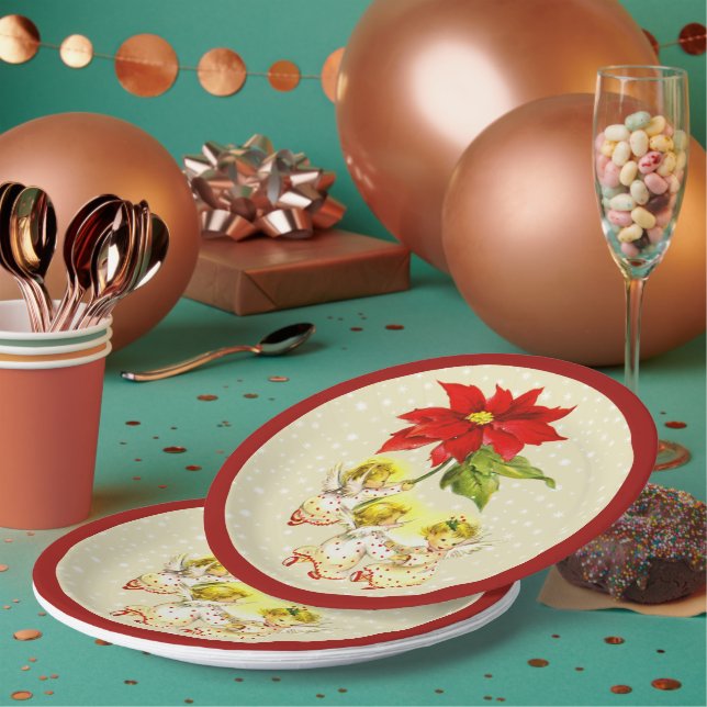 Prato De Papel Dançando Bebês Anjos Plantações de Natal (Múltiplo)