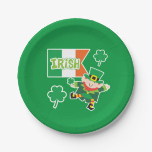 Prato De Papel Dançando o irlandês Leprechaun