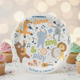 Prato De Papel Dançar cantar e brincar aniversário de crianças