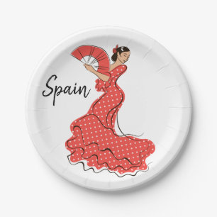 Prato De Papel Dançarino espanhol Flamenco