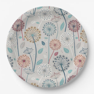 Prato De Papel Dandelion Whimsical - Vermelho, Amarelo, Branco e