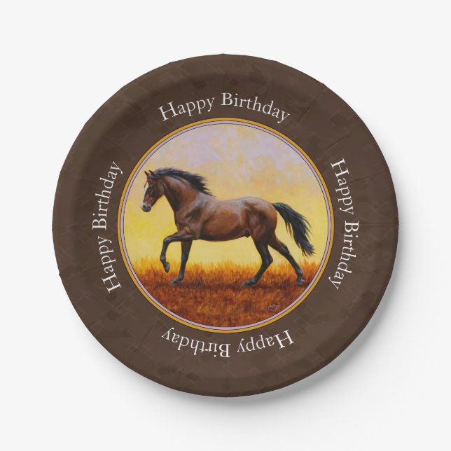 Prato De Papel Dark Bay Running Horse Brown (Frente)