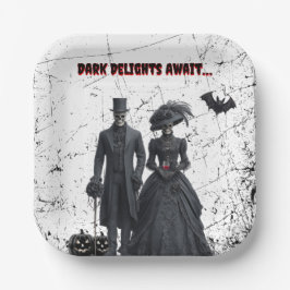 Prato De Papel Dark Delights Await Gothic Adult Halloween Party