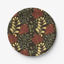 Prato De Papel Dark red maple leaves floral pattern