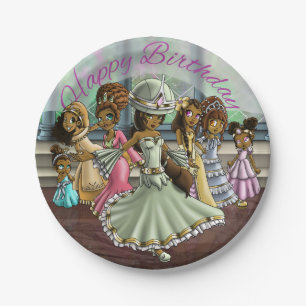 Prato De Papel Das "placas de papel princesas Aniversário 7"