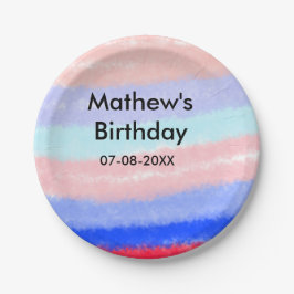 Prato De Papel Data de adição de nome de aniversário de garoto am