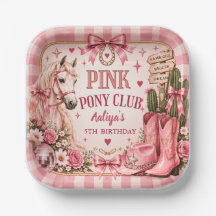 Prato de papel de aniversário da Pink Pony Club Co