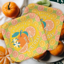 Prato de Papel de Aniversário de 10 anos Laranja F