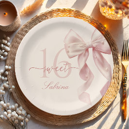 Prato de Papel de Aniversário de 16 Anos Doce com 