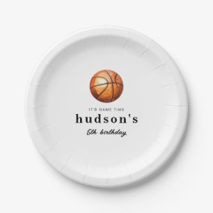 Prato de Papel de Aniversário de Basquetebol
