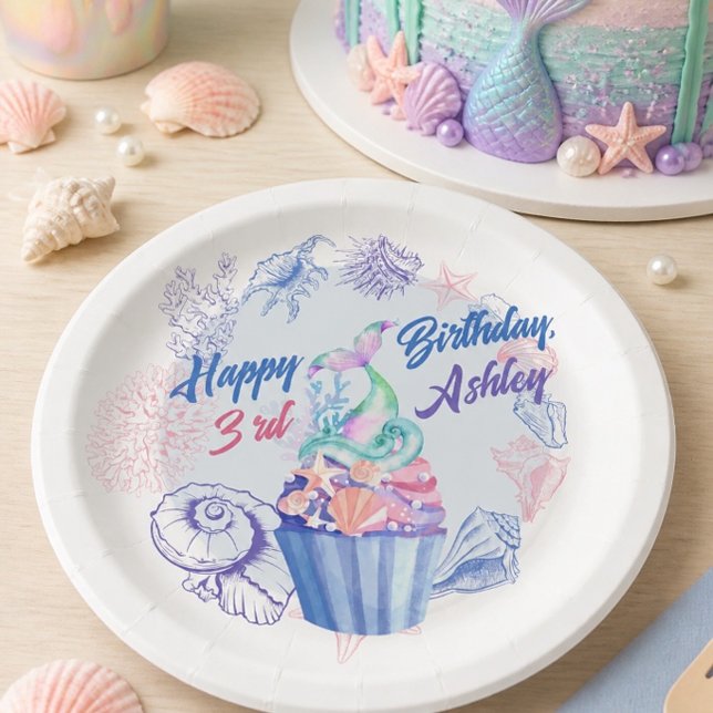 Prato de papel de aniversário de Cupcake de Cauda  (Criador carregado)