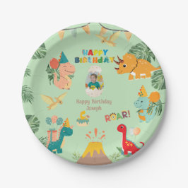 Prato de Papel de Aniversário de Dinossauro – Foto