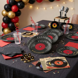 Prato de Papel de Aniversário em Arte Deco de Disc
