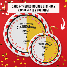 Prato de Papel de Aniversário Tema Doce Vermelho B