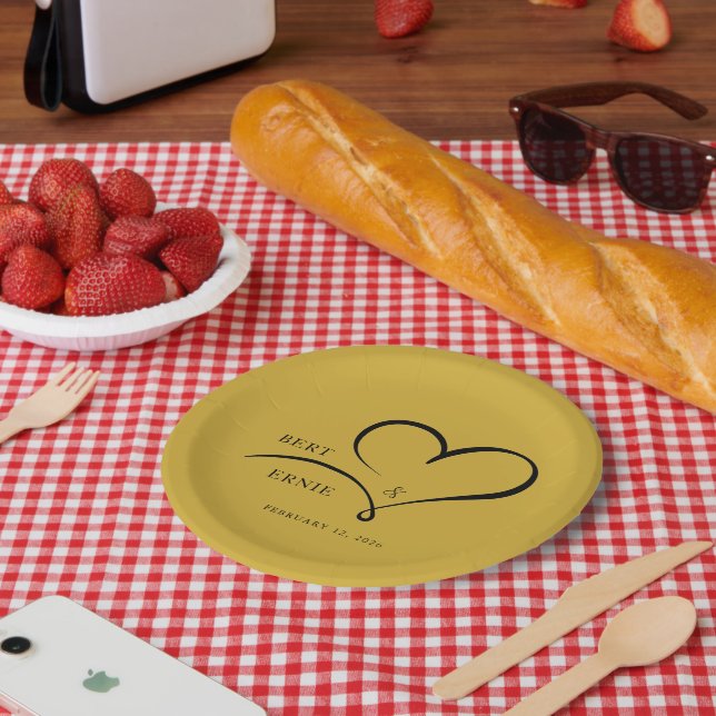 Prato de Papel de Casamento com Texto Personalizad (Piquenique)