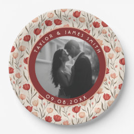 Prato de papel de casamento vintage de flor de tul