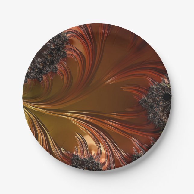 Prato de papel de cobre fractal e plumoso (Frente)