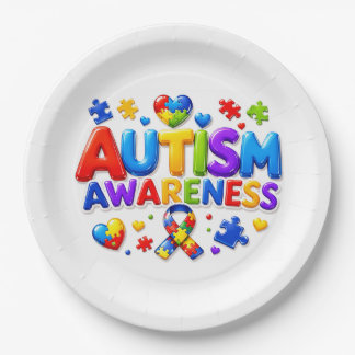 Prato de Papel de Conscientização do Autismo