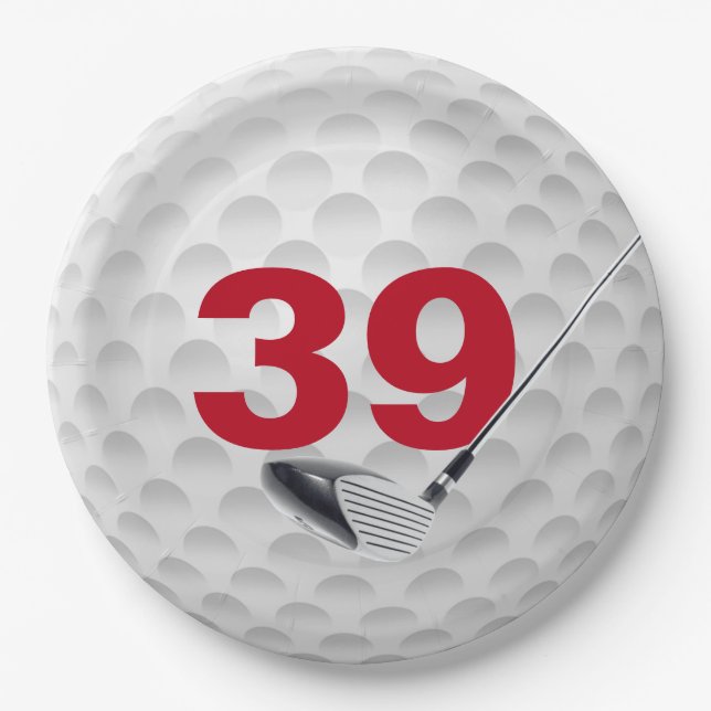 Prato de papel de design de bola de golfe para 39º (Frente)